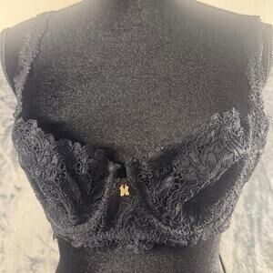Designer x NWT Savage x Fenty Romantic Corded Lace Balconette Bra 36D Black